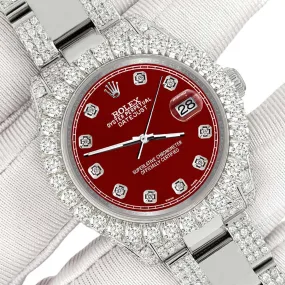 Rolex Datejust 31mm Pave 7.2ct Iced Diamond Imperial Red Track Watch  TFJ-142508453