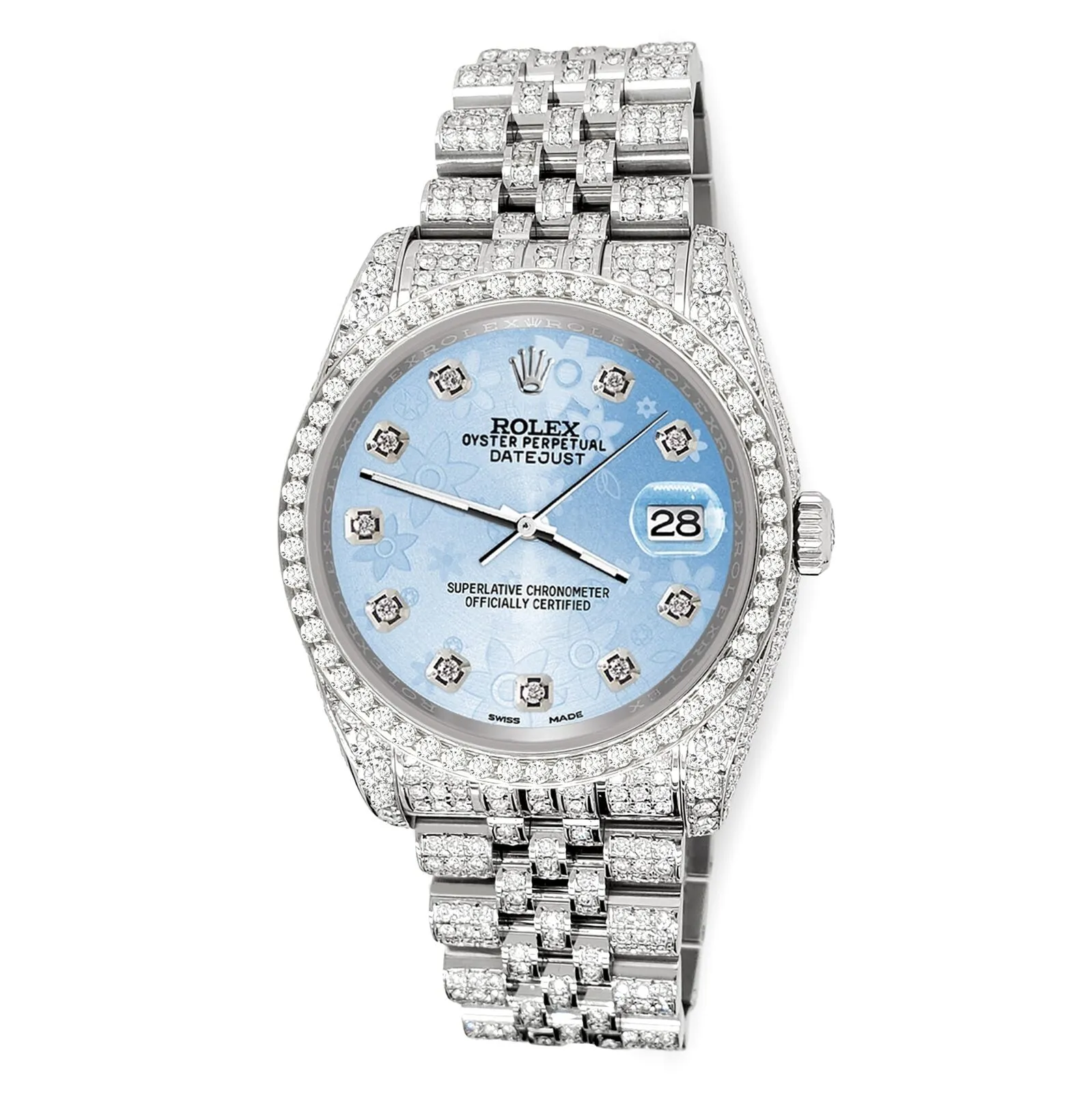 Rolex Datejust 36mm 10.2ct Diamond Blue Flower Jubilee Watch  TFJ-142508353