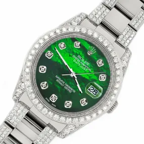 Rolex Datejust 36mm 5.9ct Diamond Bezel/Lugs/Bracelet/Green MOP  TFJ-142508724