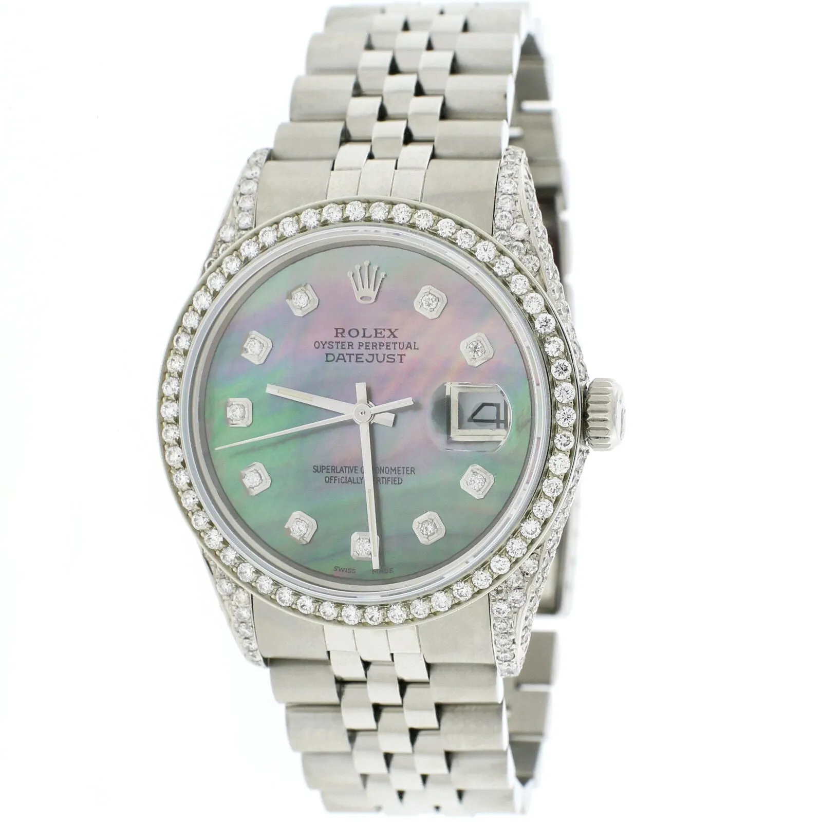 Rolex Datejust 36mm Steel Jubilee w/2.5Ct Diamond Tahitian MOP Dial, Bezel, Case TFJ-142508144