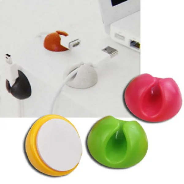 (Set of 6) Multipurpose Silicone Cable Drops / Clips / Holder / Clamp (Pink / Green / Orange)