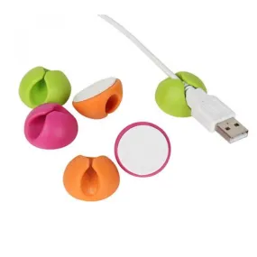 (Set of 6) Multipurpose Silicone Cable Drops / Clips / Holder / Clamp (Pink / Green / Orange)