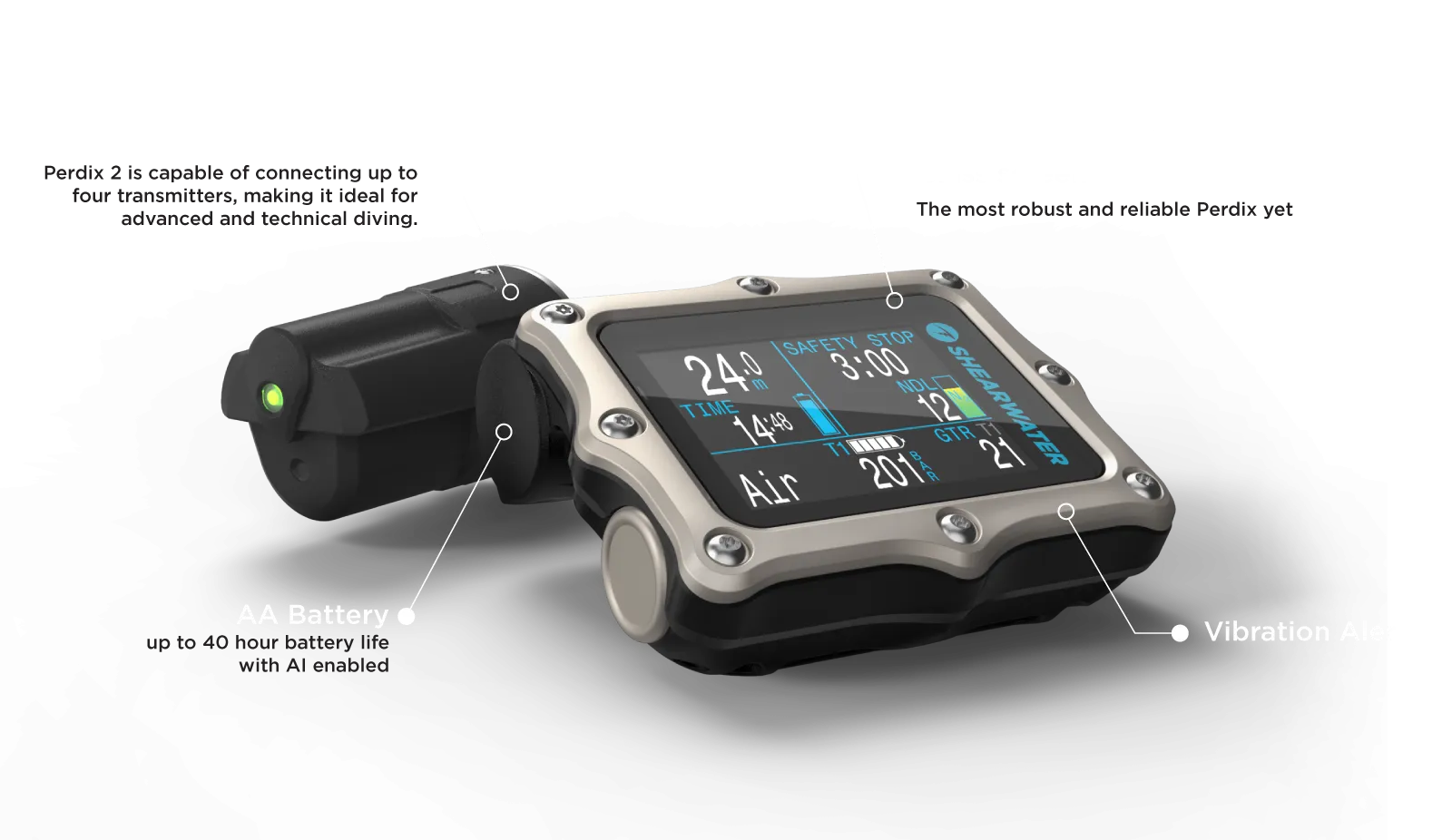 Shearwater Perdix 2 Ti Dive Computer with Optional Swift Transmitter