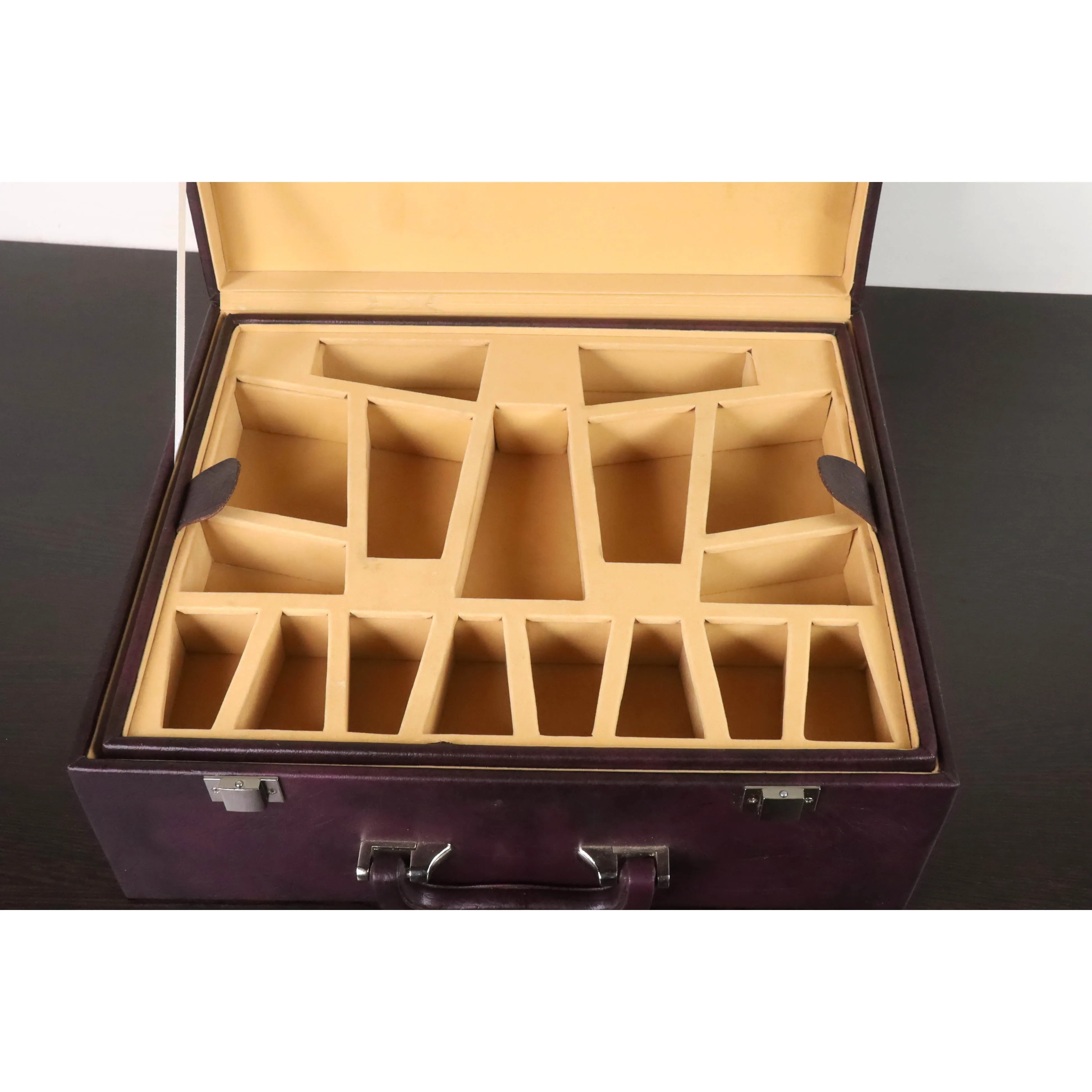 Signature Leatherette Coffer Storage Box - Burgundy - Chess Pieces of 4.2" to 5.0"