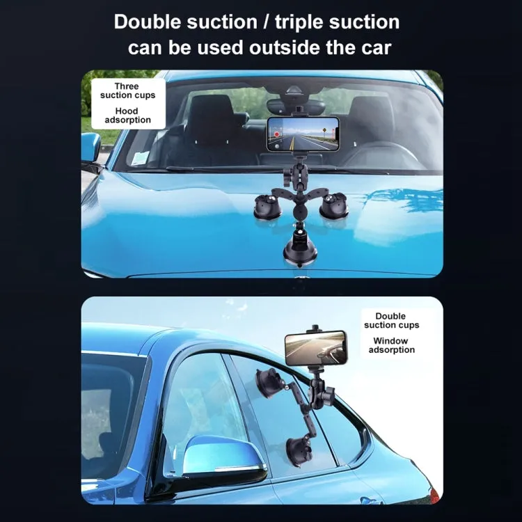 Single Suction Cup Articulating Friction Magic Arm Phone Clamp Mount (Black)