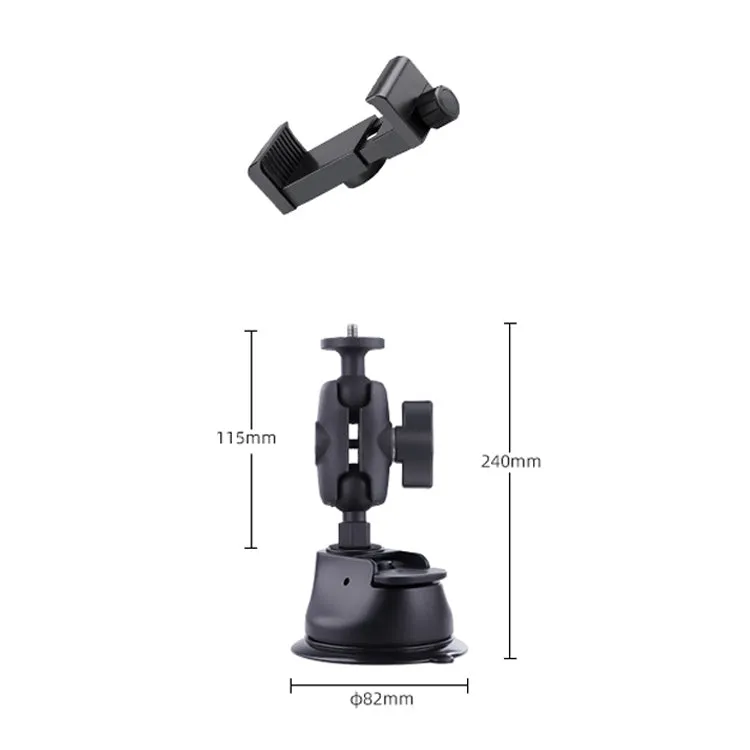 Single Suction Cup Connecting Rod Arm Phone Clamp Mount (Black)