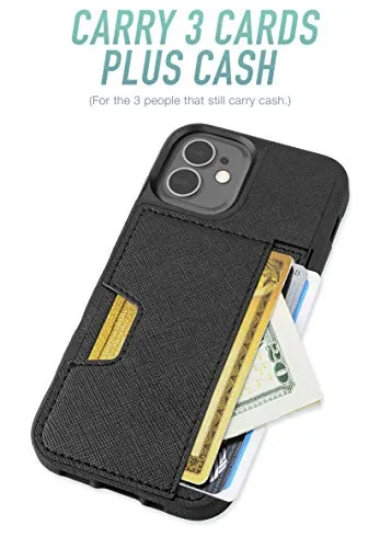 Smartish iPhone 12 Mini Wallet Case - Wallet Slayer Vol. 2 [Slim Protective Kickstand] Credit Card Holder (Silk) - Black Tie Affair