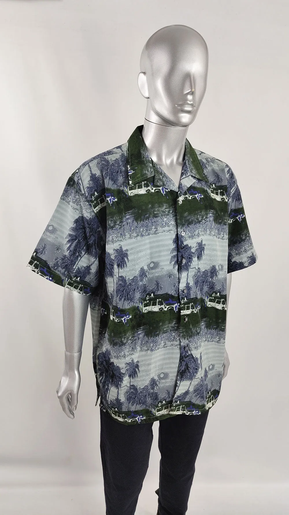 South Pole Vintage Mens Rave Hawaiian Shirt, 2000s