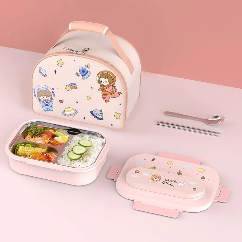 Space-Themed Kids Lunch Box with Insulated Lunch Bag