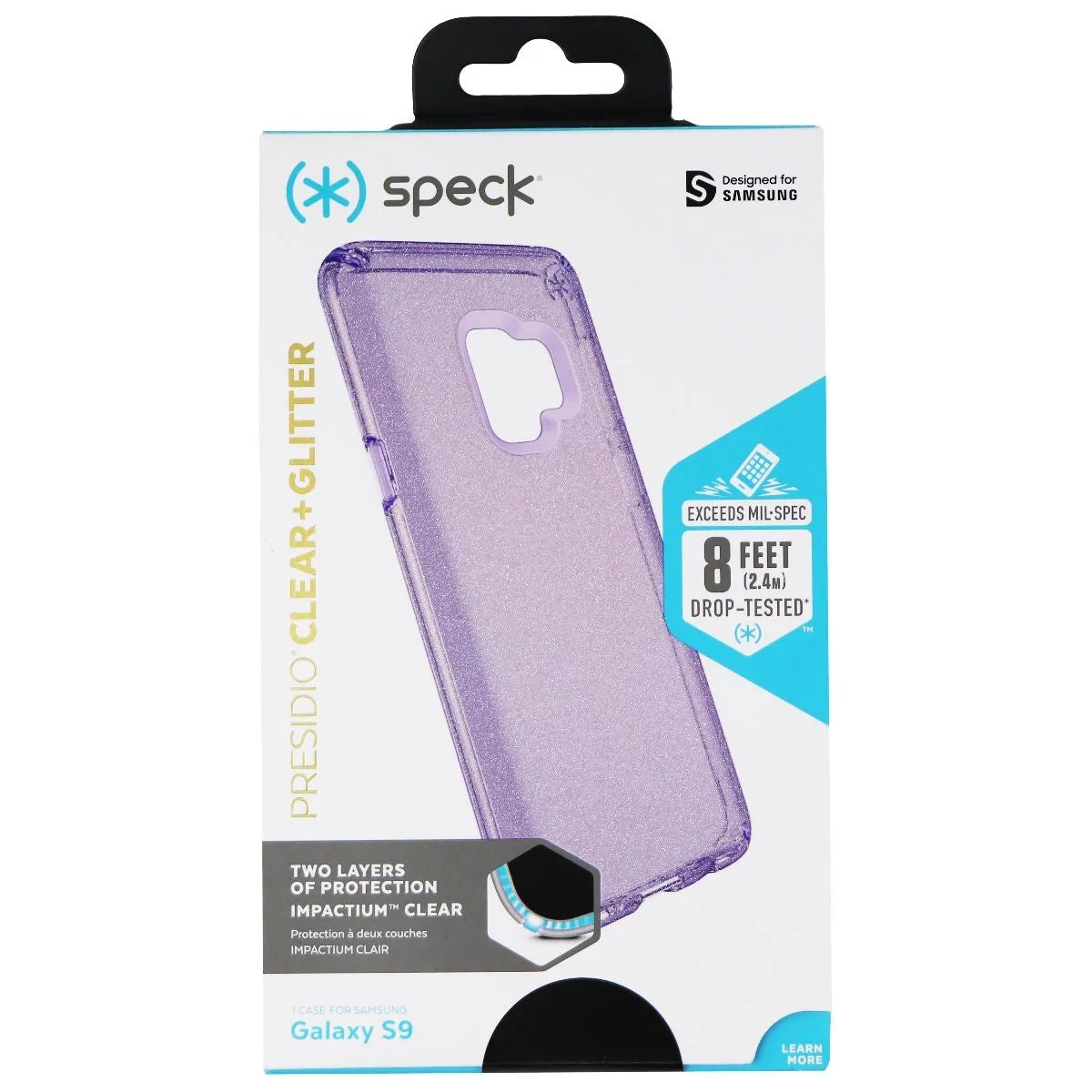 Speck Presidio Clear   Glitter Case for Galaxy S9 - Geode Purple/Gold Glitter