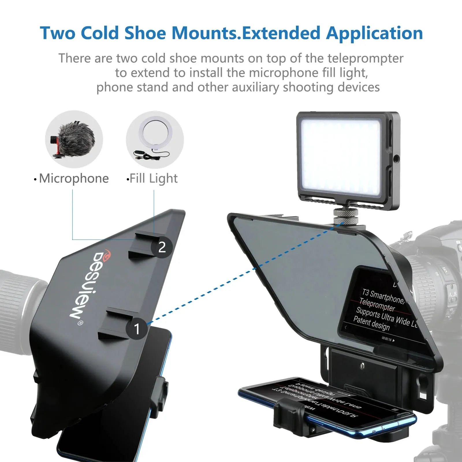 T3 Teleprompter for Smartphones, Tablets or DSLR