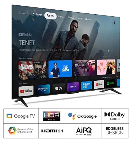 TCL 108 cm (43 inches) Bezel-Less Series 4K Ultra HD Smart LED Google TV 43P635 (Black)