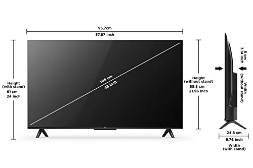 TCL 108 cm (43 inches) Bezel-Less Series 4K Ultra HD Smart LED Google TV 43P635 (Black)