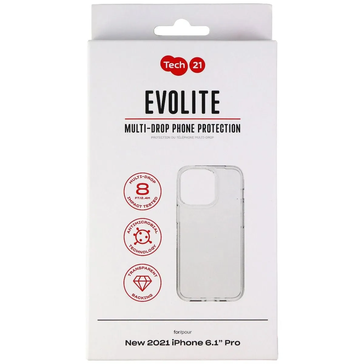 Tech21 Evo Lite Series Flexible Case for Apple iPhone 13 Pro - Clear