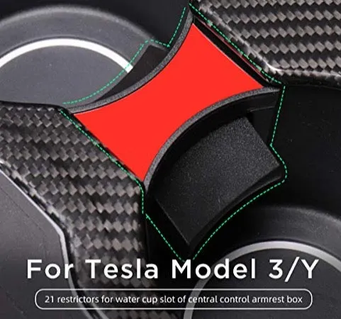 Tesla Model 3 2021-2022  car Water Cup Slot Slip Limit Clip ABS Car Cup Holder Limiter(M3-GA80RED)