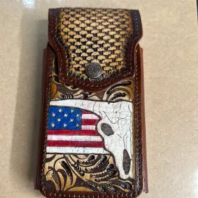 Top Notch Accessories Vertical Phone Case with USA Flag and Skull