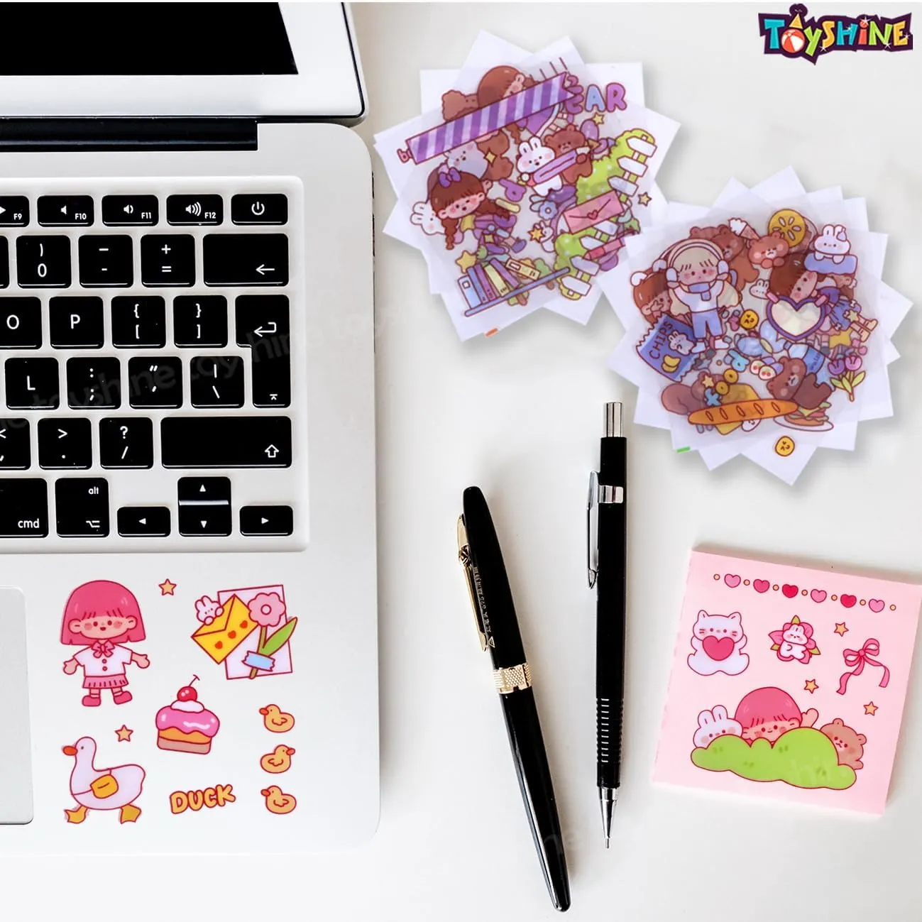 Toyshine 2000 Pcs Waterproof Vinyl Transparent Stickers, Kawaii Washi Fun Stickers for Water Bottle Laptop Scrapbook Journaling, 200 Sheets Stickers Boxed Gift Gifts for Kids Teens Girls Boys - B