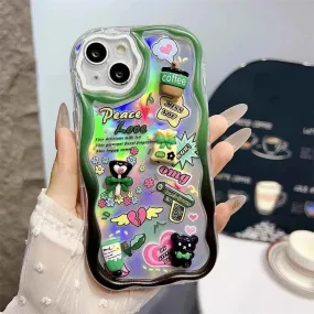 TSP2 Cute Phone Case for iPhone models 15, 14, 13, 12, 11, Pro Max, 14, and 15 Plus - Laser 3D Cartoon Pattern