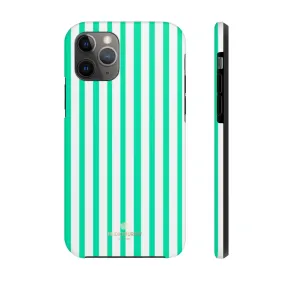 Turquoise Blue Striped iPhone Case, Designer Case Mate Tough Samsung Galaxy Phone Cases