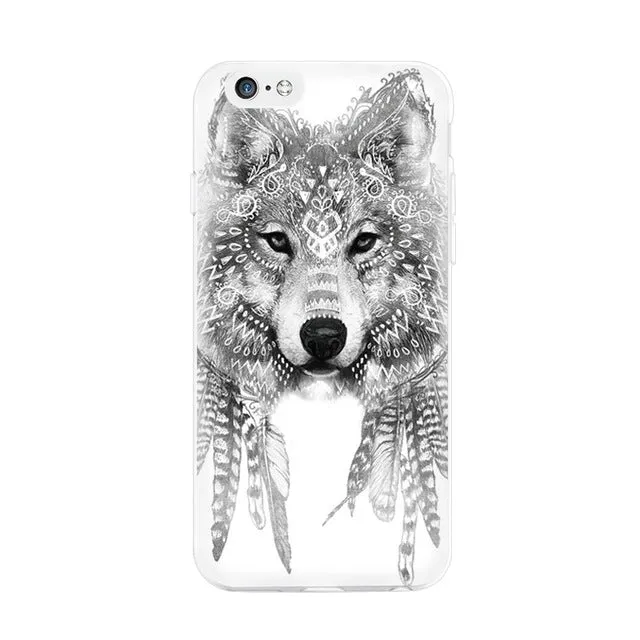 Ultra Thin Phone Case For iPhone 7 6 5 4 TPU Bags Cover For iPhone 5S 6S 4S 7 Plus 5C SE Spring Autumn Tiger Painting Pattern