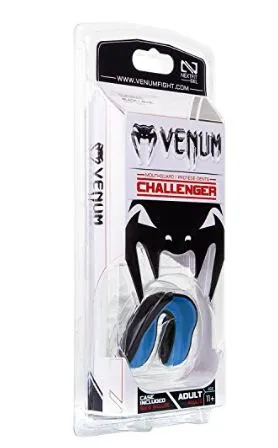 VENUM-0618 CHALLENGER SPORTS MUAY THAI BOXING MMA MOUTHGUARD Senior Age 11  Black Blue