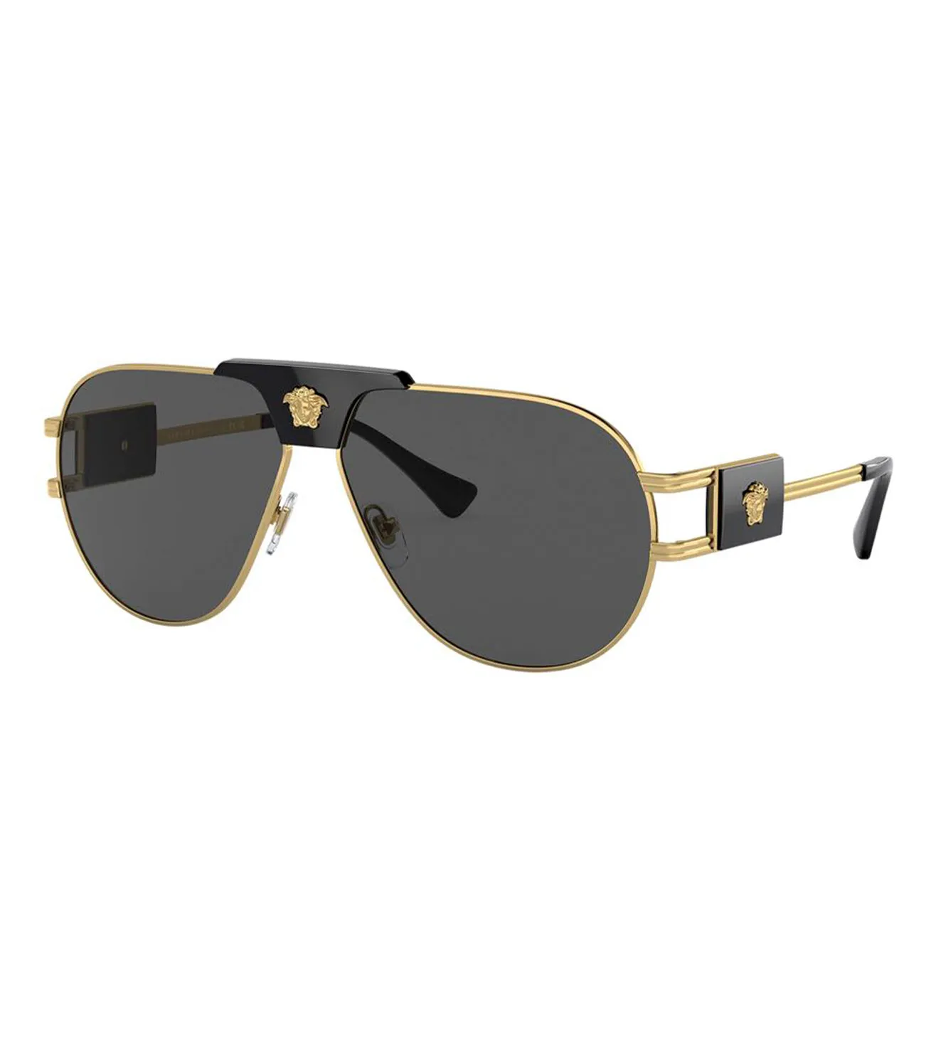 Versace Men's Dark Grey Aviator Sunglasses