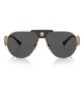 Versace Men's Dark Grey Aviator Sunglasses