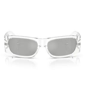 Versace Men's Silver Mirror Rectangular Sunglasses