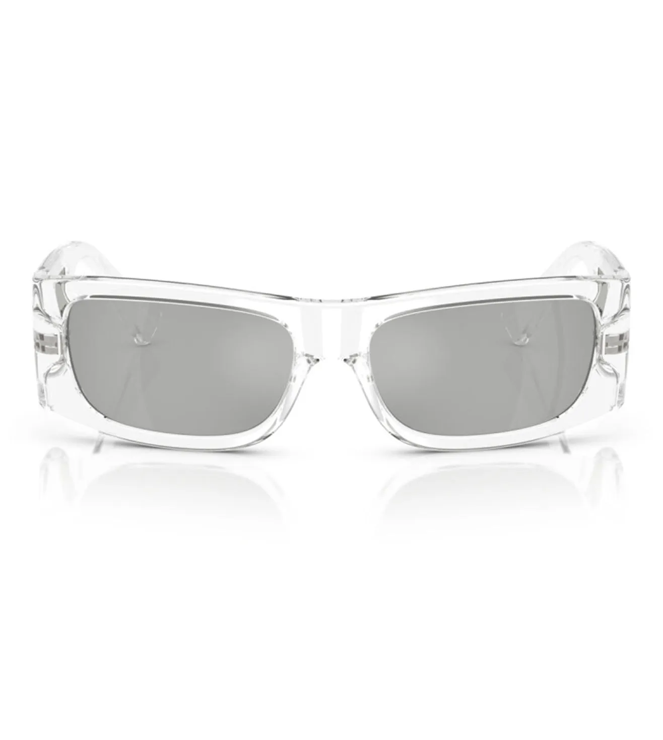 Versace Men's Silver Mirror Rectangular Sunglasses