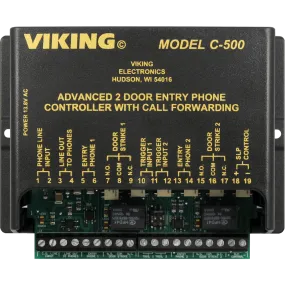 Viking C-500 Two Door Entry Phone Controller with Call Forwarding and Door Strike Controls