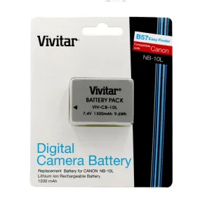 Vivitar NB-10L Ultra High Capacity 1300mAh Li-ion Battery (Canon NB-10L Replacement)