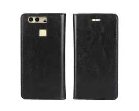 Wallet Series Huawei P9 Genuine Leather Case - Black