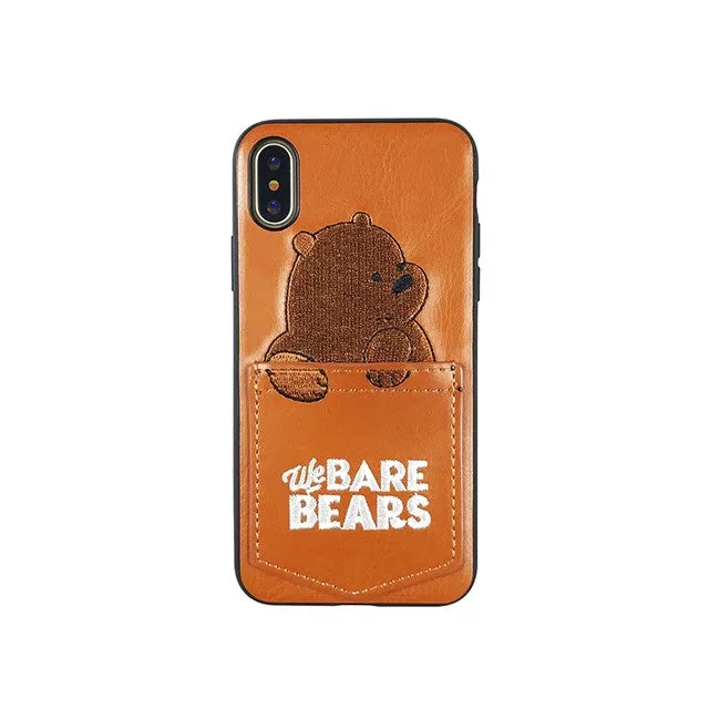 We bare bears pocket card money holder iPhone phone case