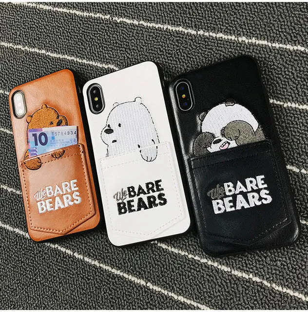 We bare bears pocket card money holder iPhone phone case