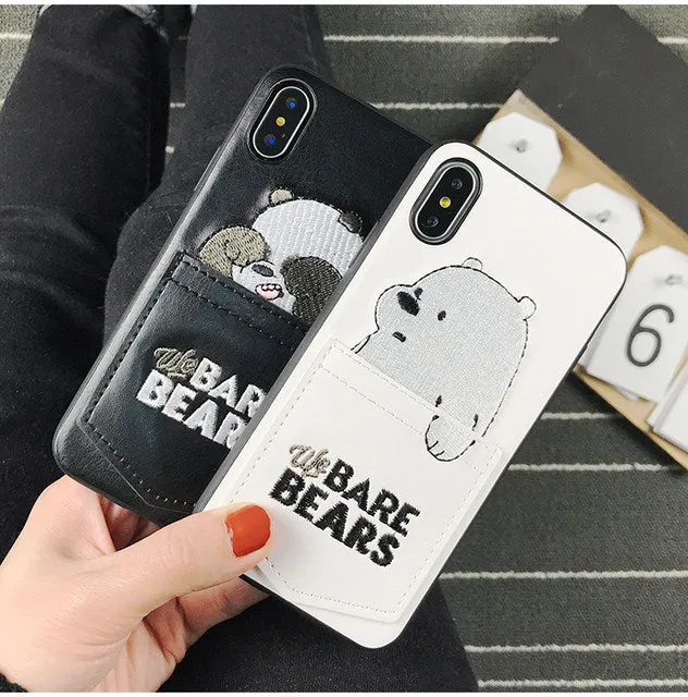 We bare bears pocket card money holder iPhone phone case