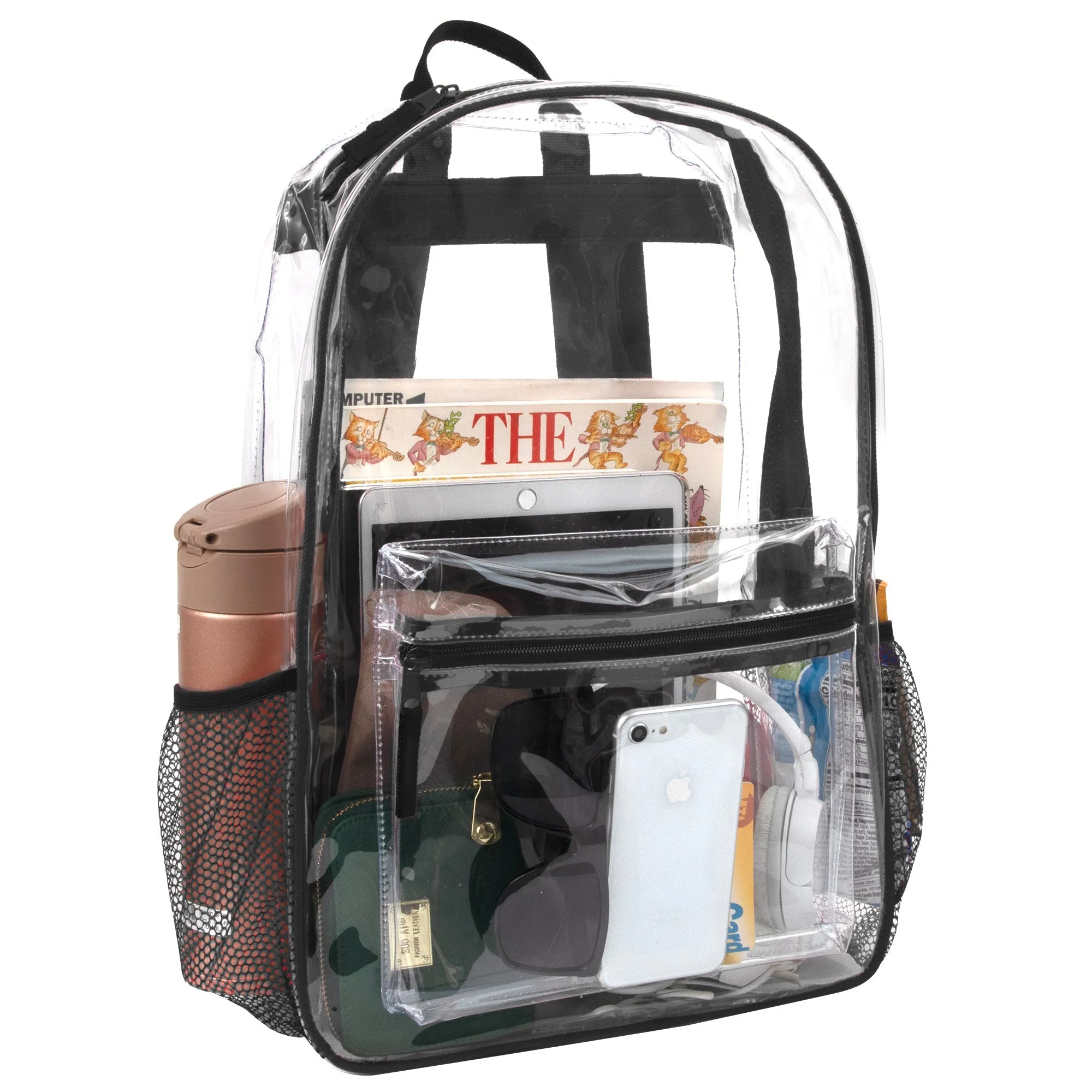 Wholesale Classic 17 Inch Clear Backpack - Black