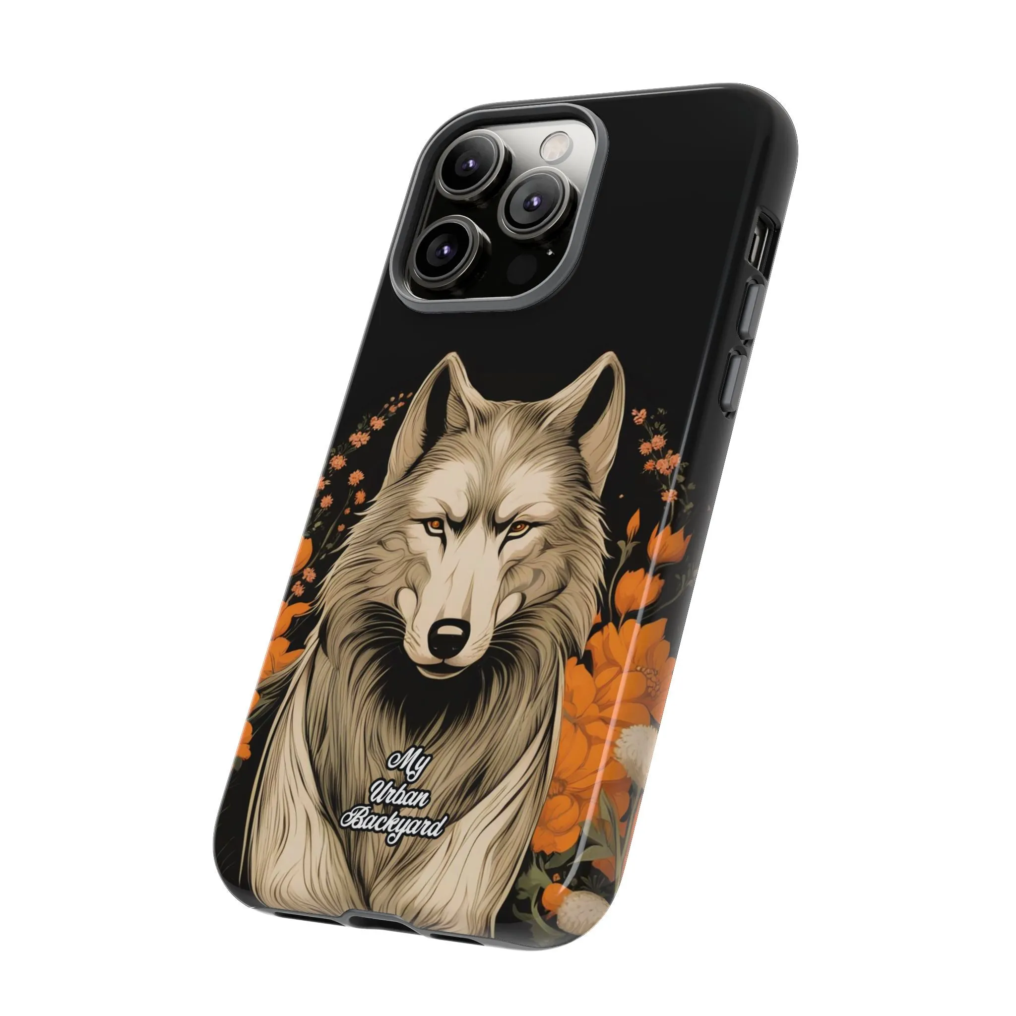 Wolf with Flowers, Cell Phone Case - Apple, Samsung or Google Pixel