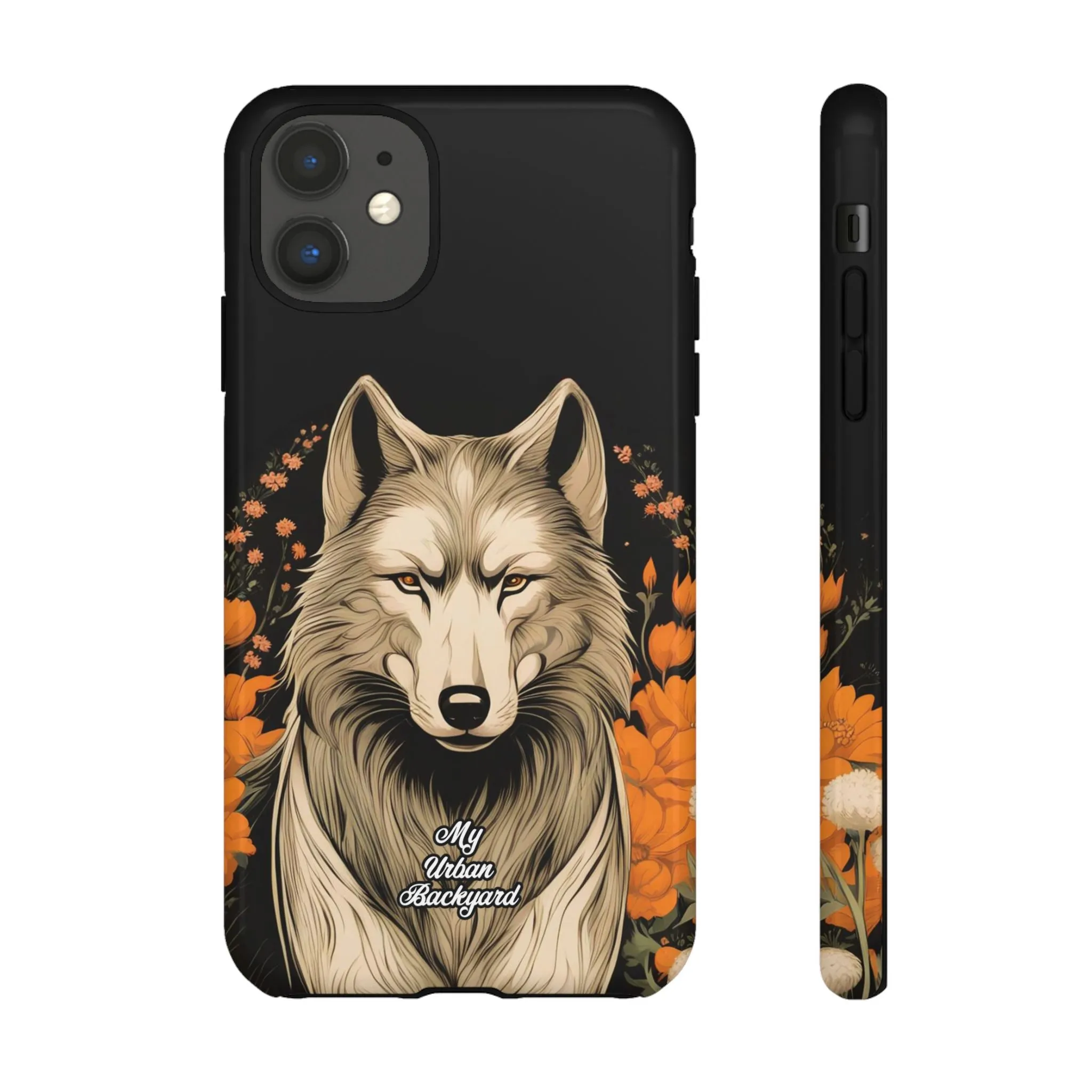 Wolf with Flowers, Cell Phone Case - Apple, Samsung or Google Pixel