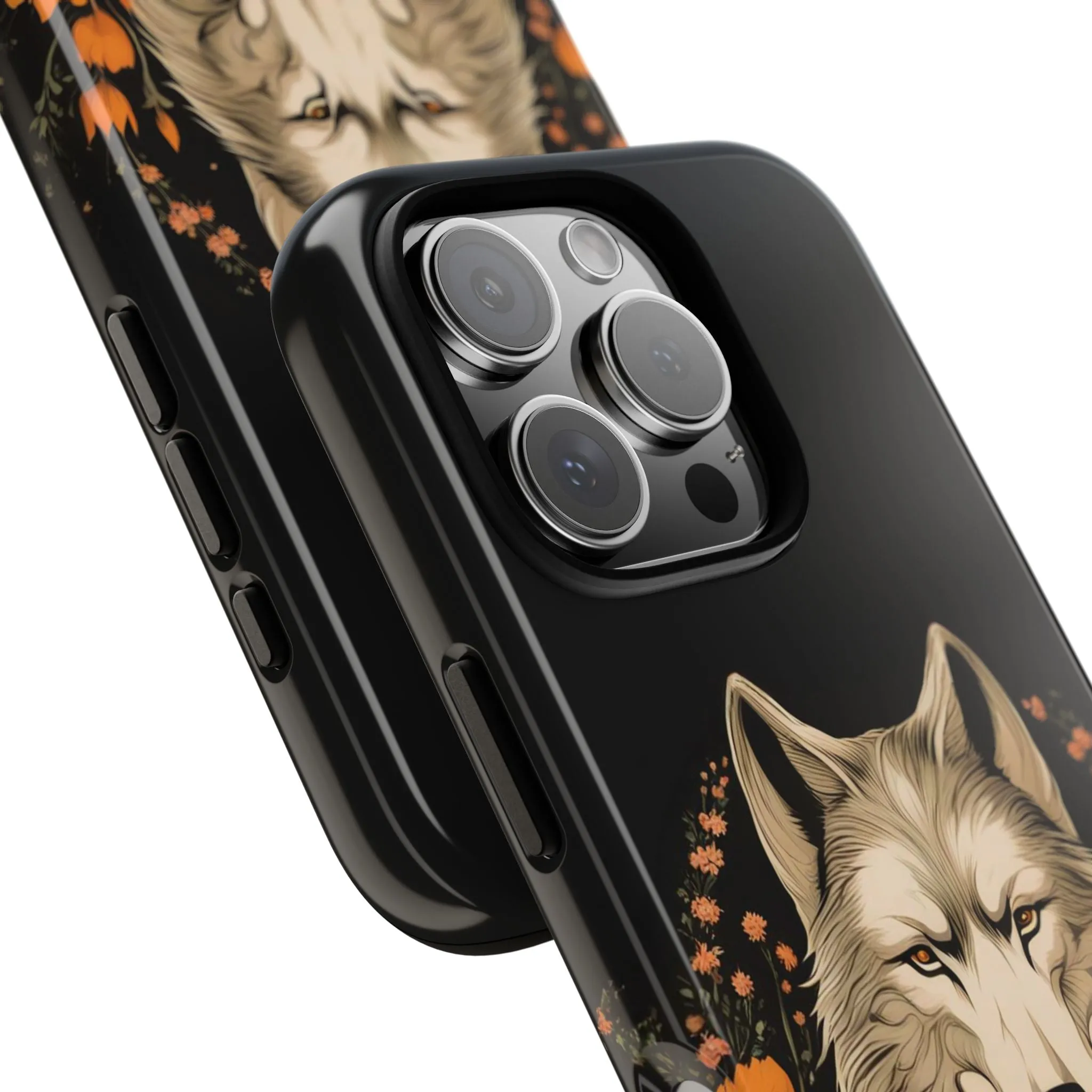 Wolf with Flowers, Cell Phone Case - Apple, Samsung or Google Pixel