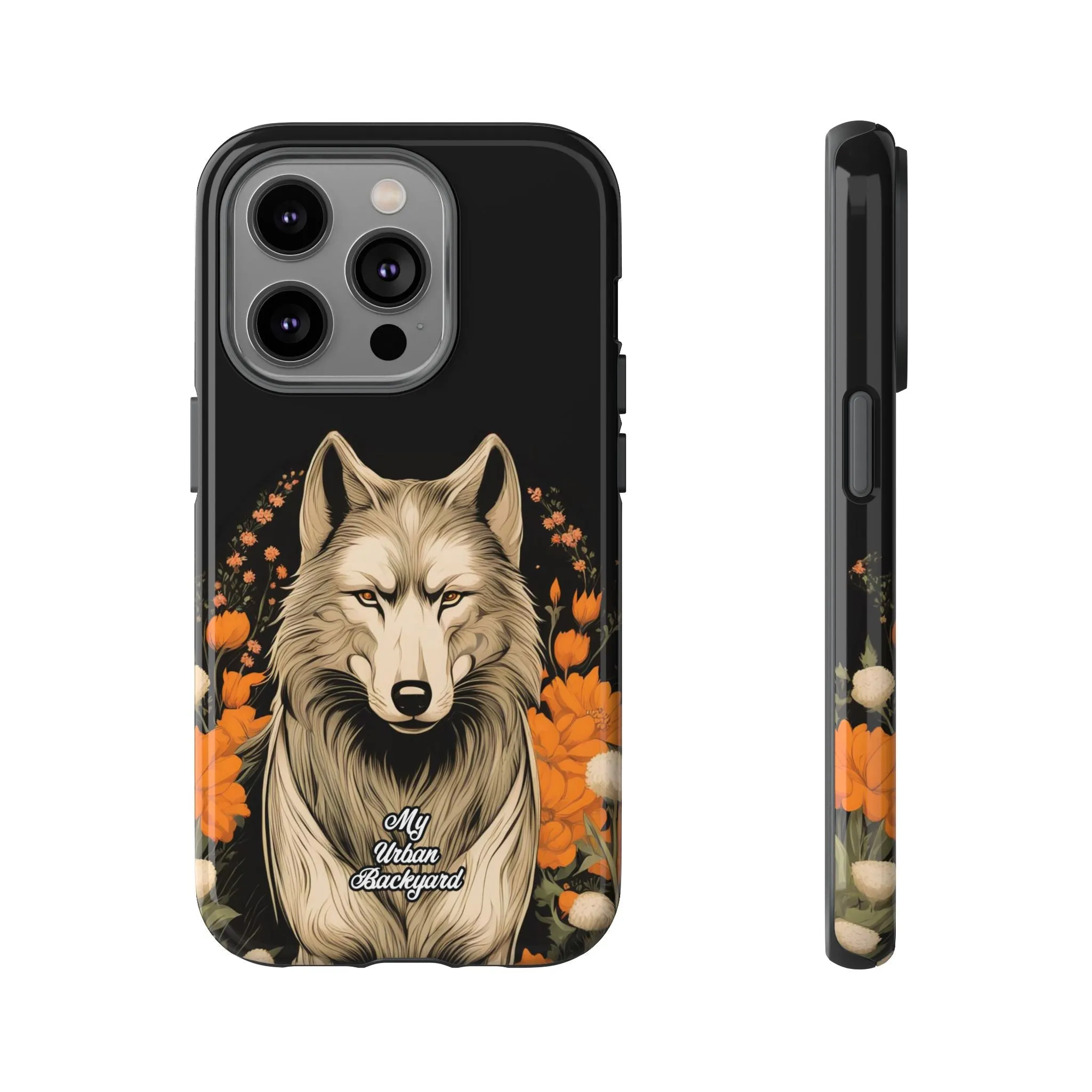 Wolf with Flowers, Cell Phone Case - Apple, Samsung or Google Pixel