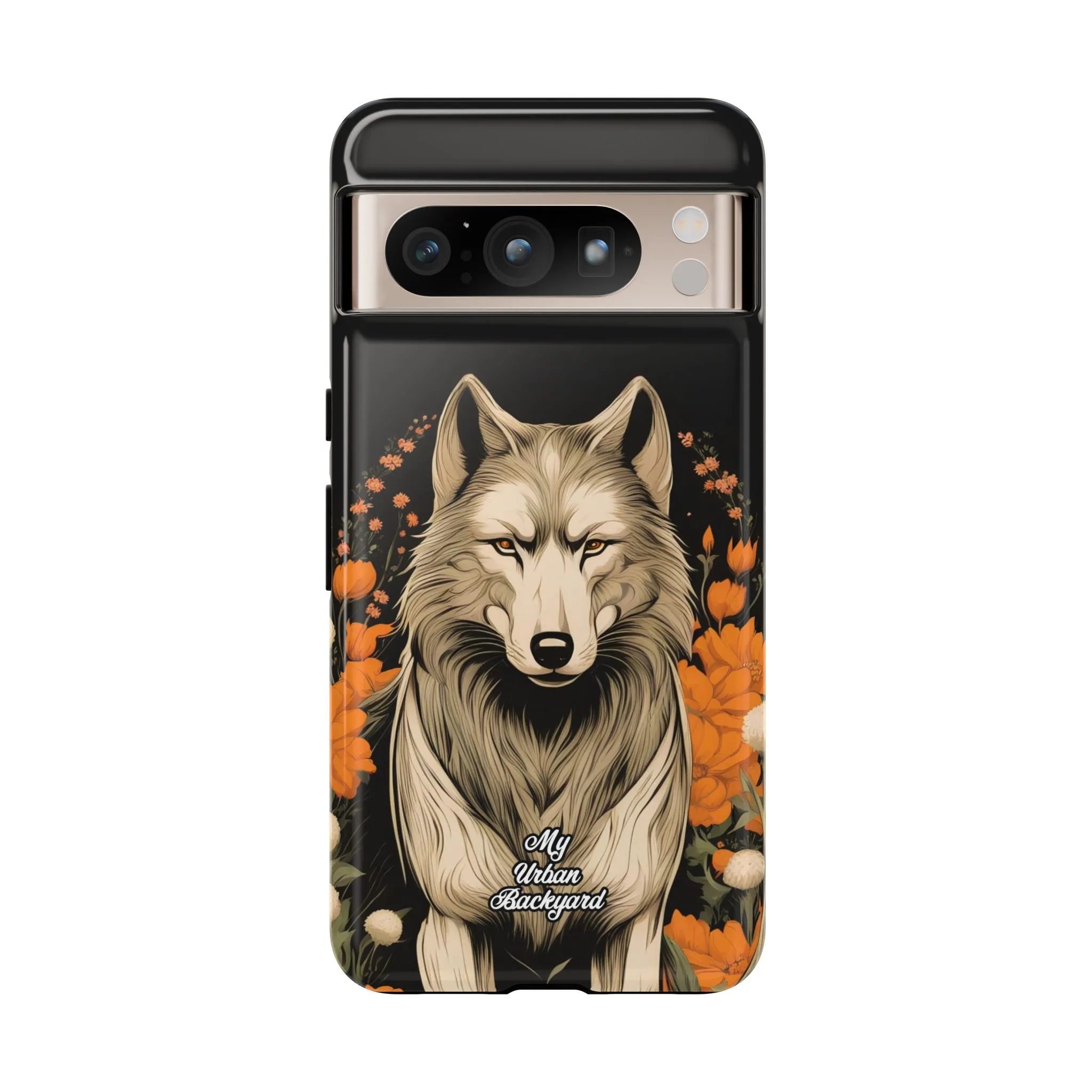 Wolf with Flowers, Cell Phone Case - Apple, Samsung or Google Pixel