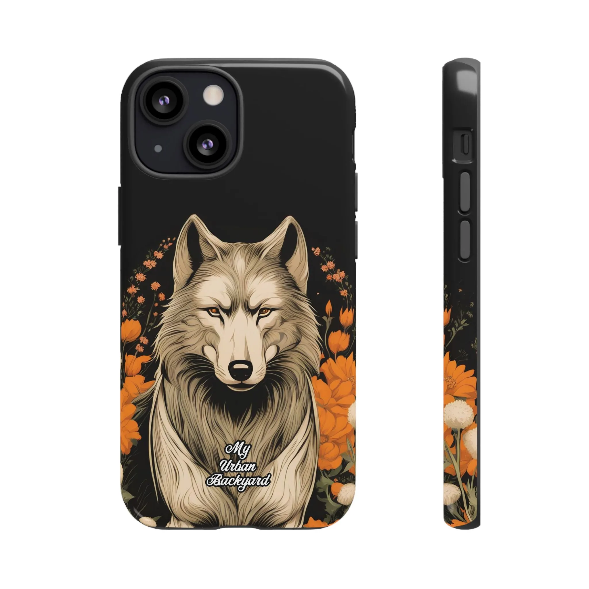 Wolf with Flowers, Cell Phone Case - Apple, Samsung or Google Pixel