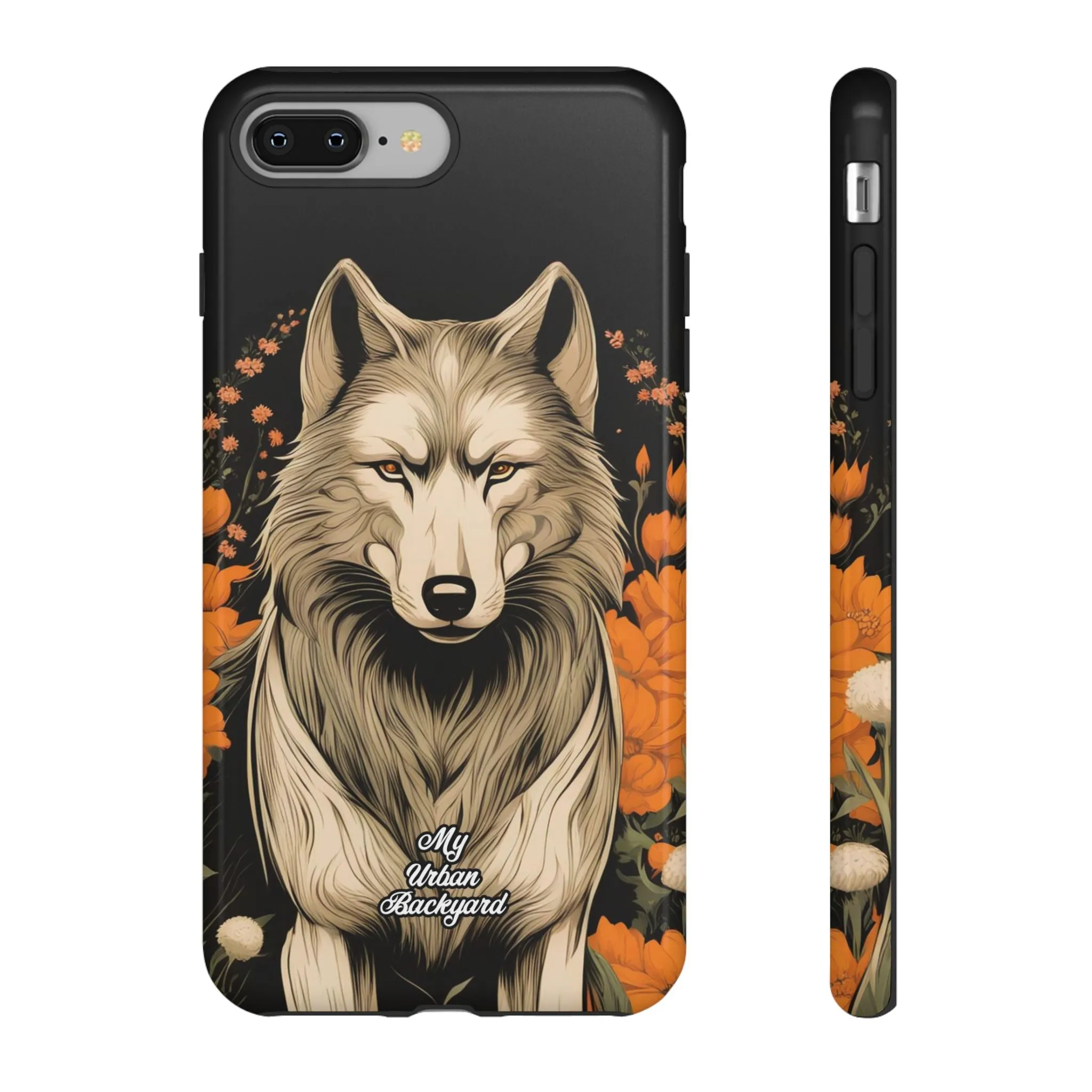 Wolf with Flowers, Cell Phone Case - Apple, Samsung or Google Pixel