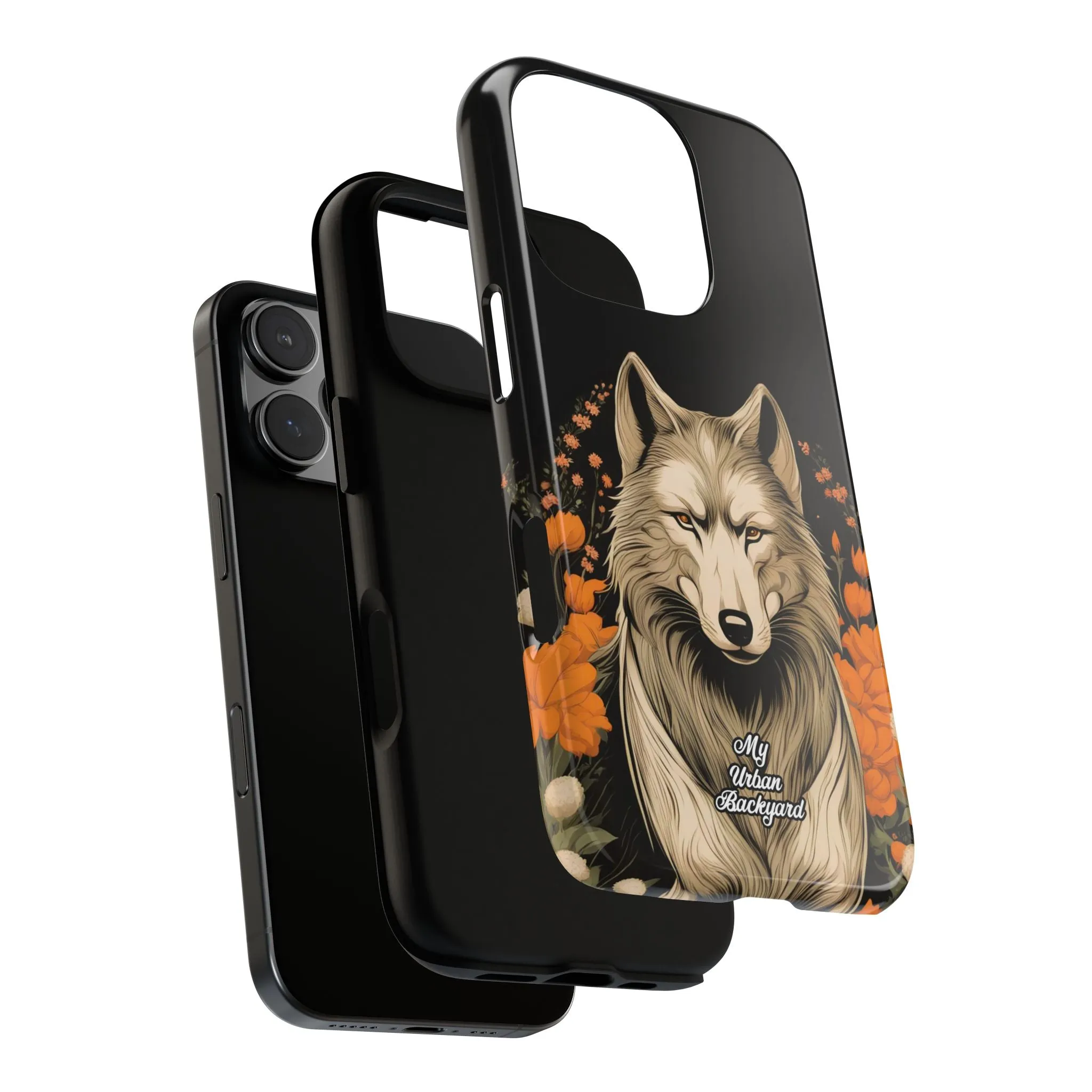 Wolf with Flowers, Cell Phone Case - Apple, Samsung or Google Pixel