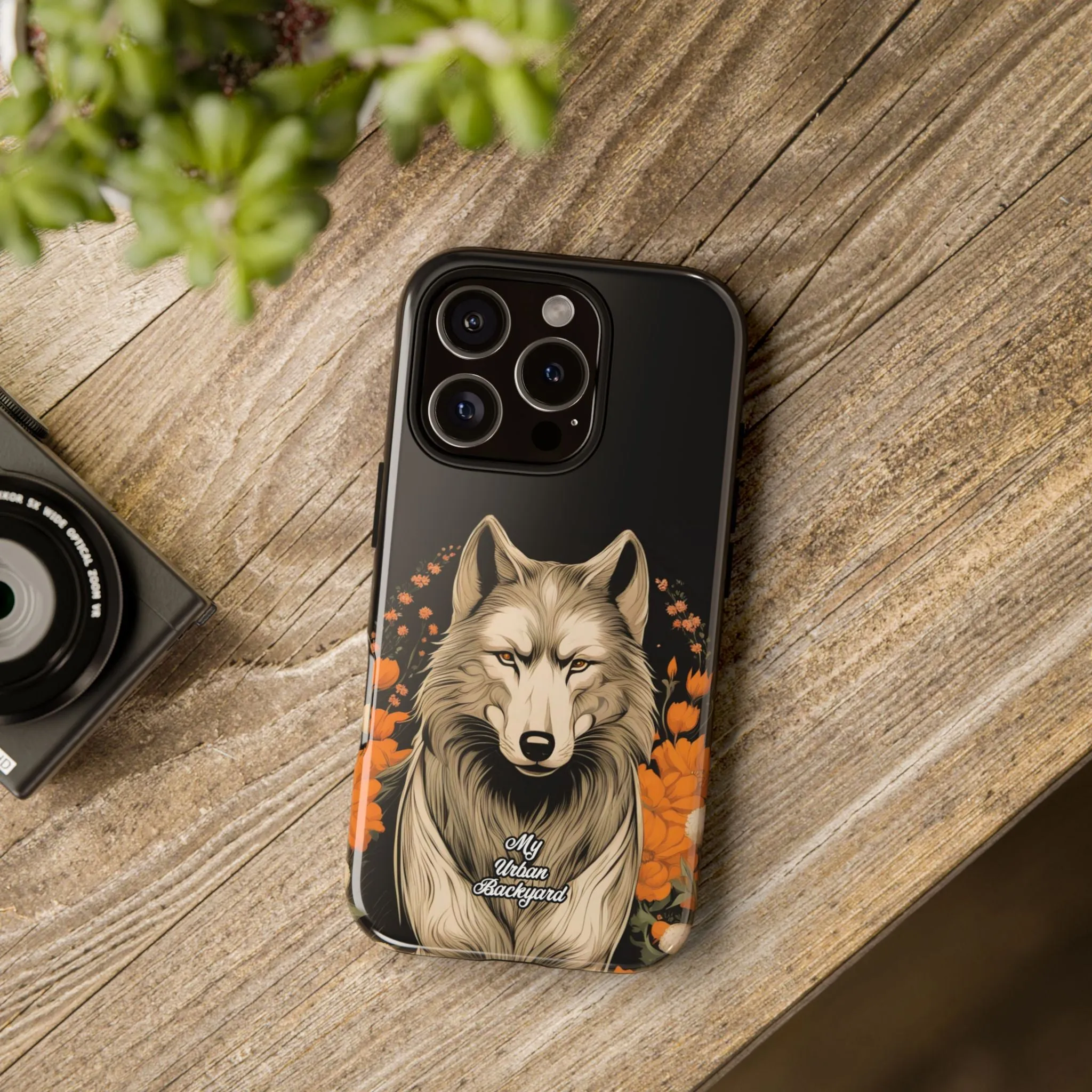 Wolf with Flowers, Cell Phone Case - Apple, Samsung or Google Pixel