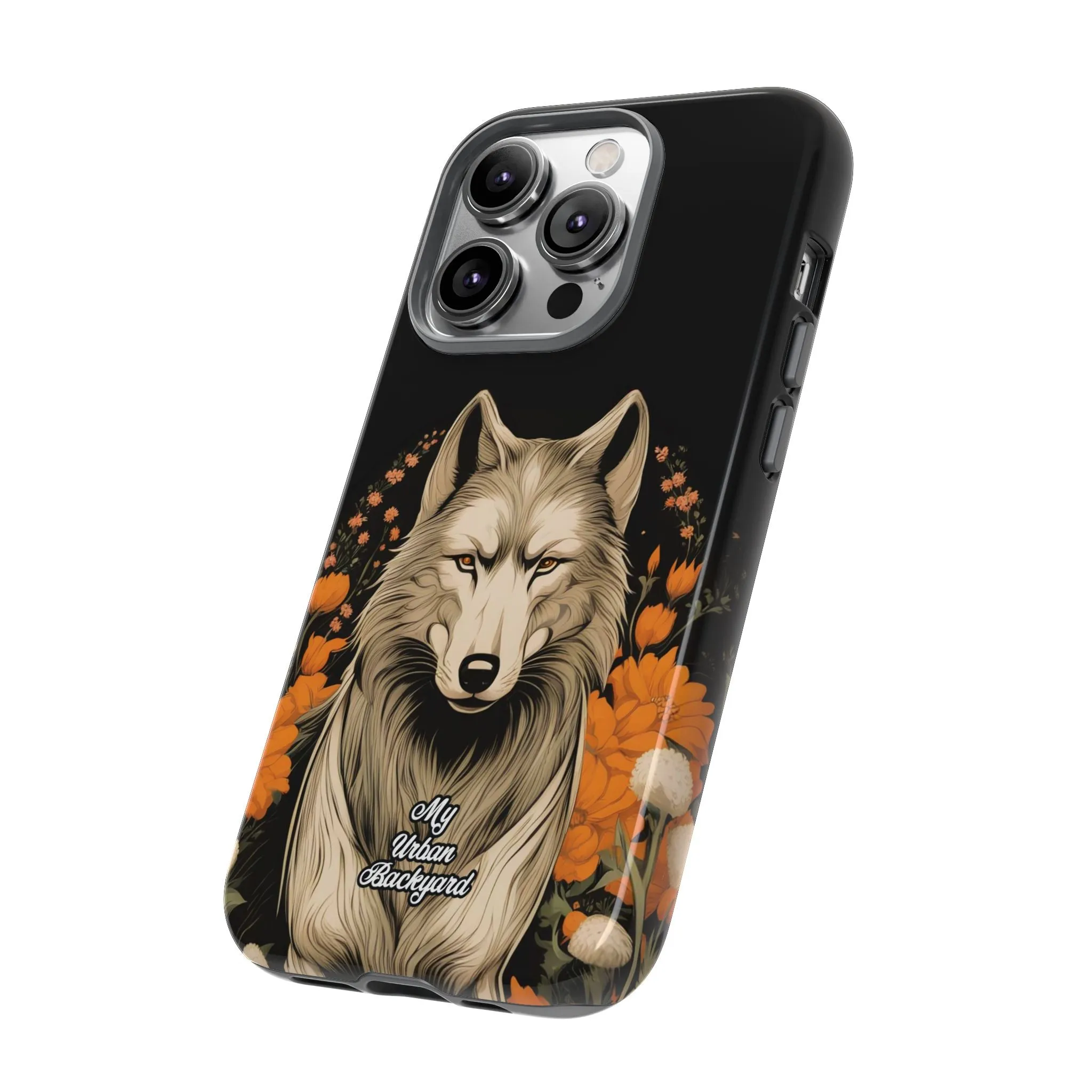 Wolf with Flowers, Cell Phone Case - Apple, Samsung or Google Pixel