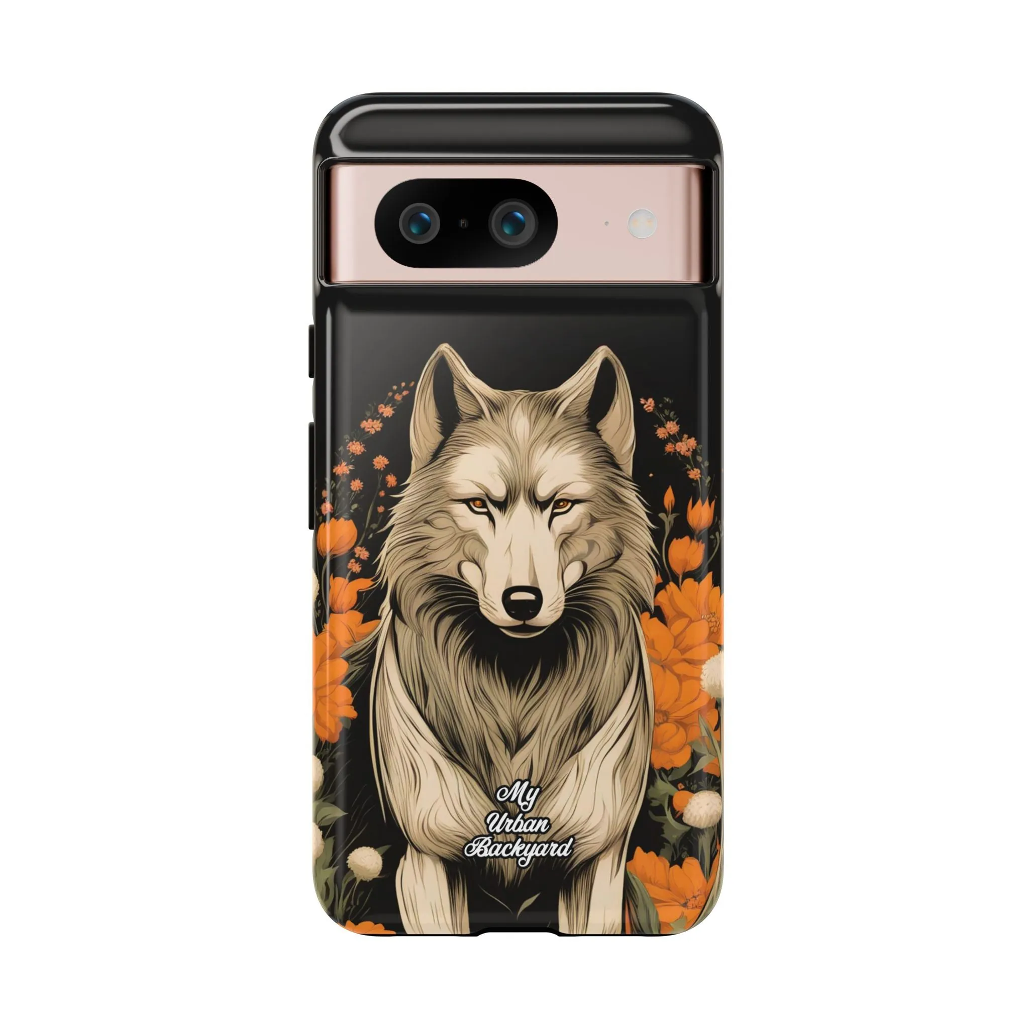 Wolf with Flowers, Cell Phone Case - Apple, Samsung or Google Pixel