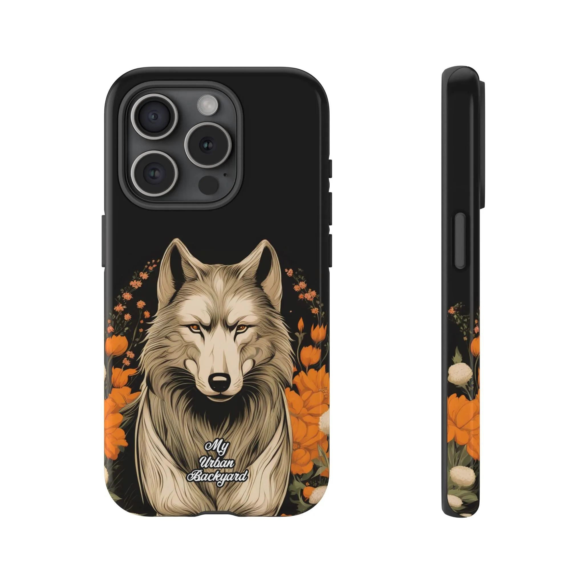 Wolf with Flowers, Cell Phone Case - Apple, Samsung or Google Pixel