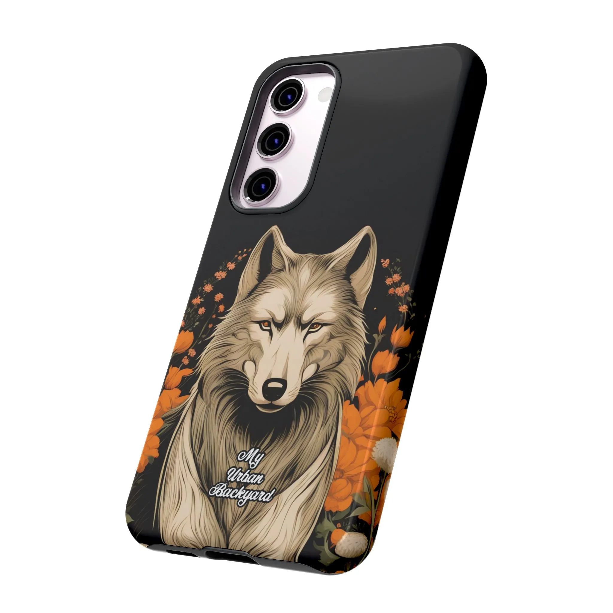 Wolf with Flowers, Cell Phone Case - Apple, Samsung or Google Pixel