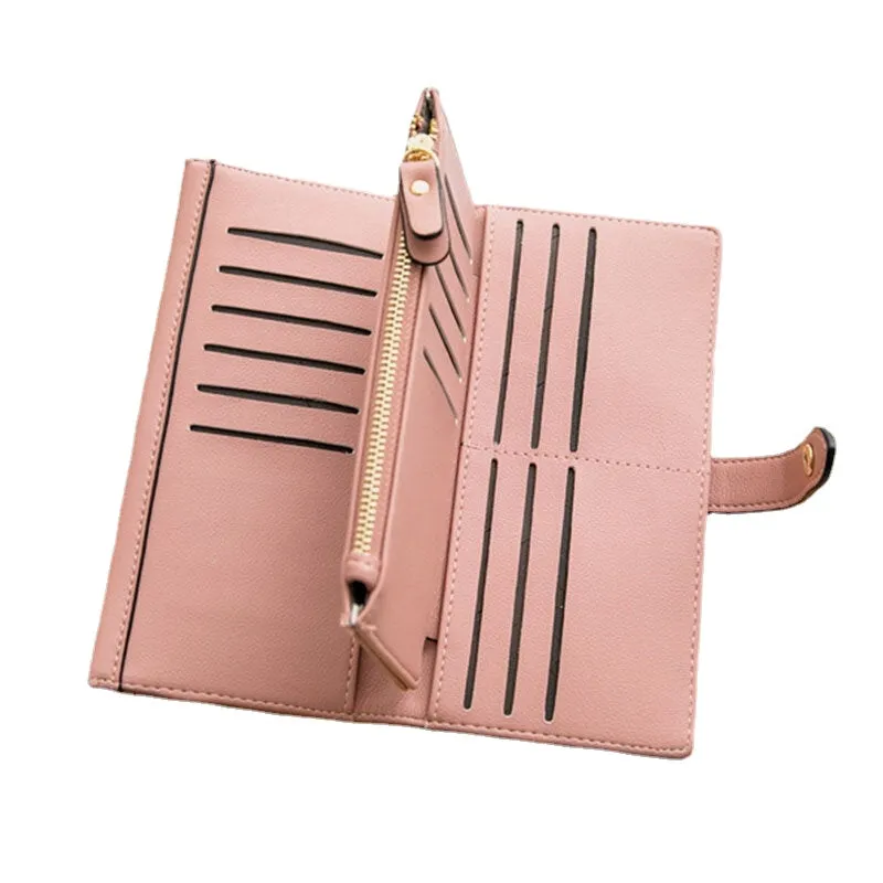 Women 21 Card Slots Solid Long Wallet Purse Phone Bag